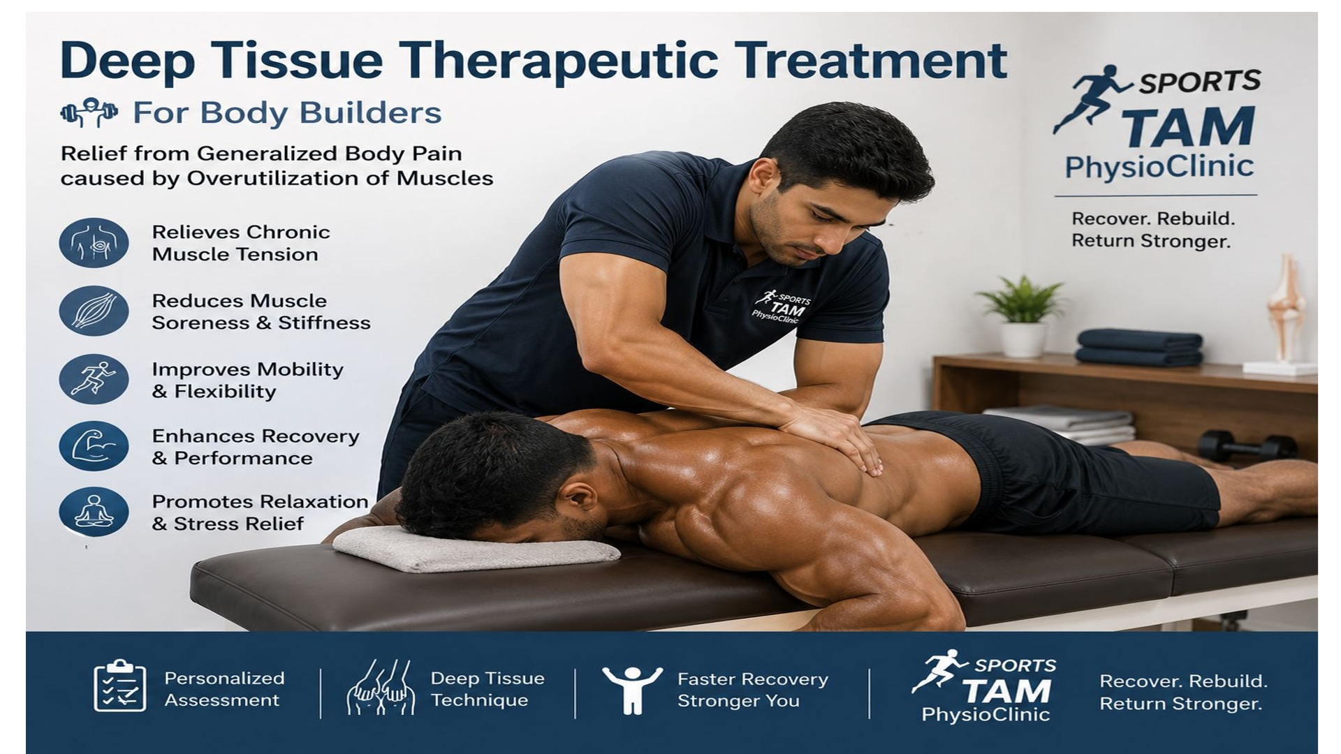 Physiotherapist performing deep tissue release treatment