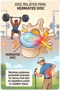 Physiotherapist treating disc-related back pain with manual therapy