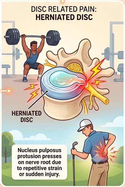 Physiotherapist treating disc-related back pain with manual therapy