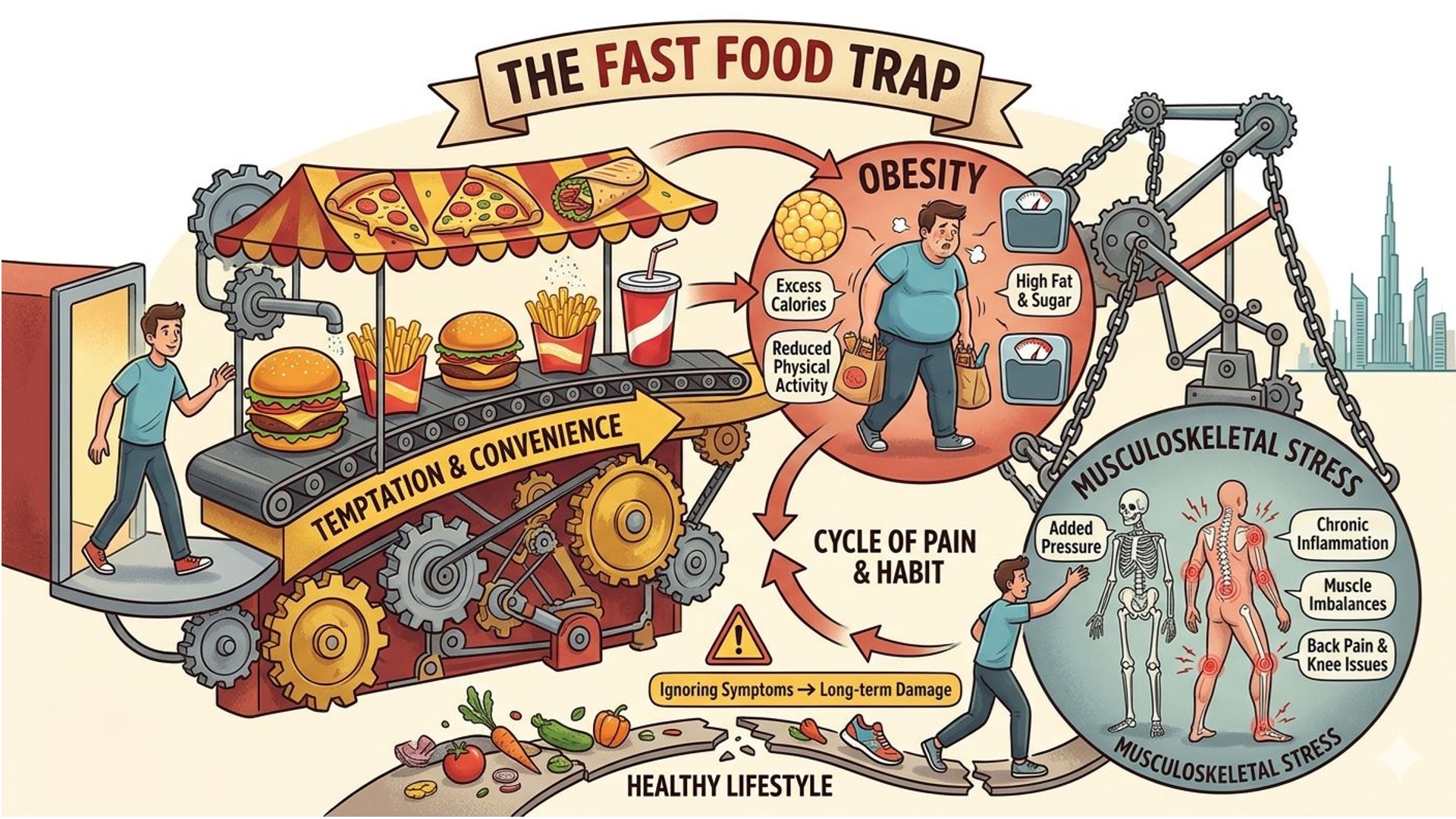 Photo illustrates Fast-Food-Trap