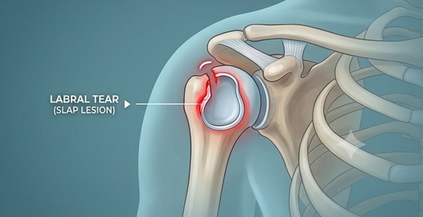 Physiotherapist performing labrum tear rehabilitation exercises for shoulder injury