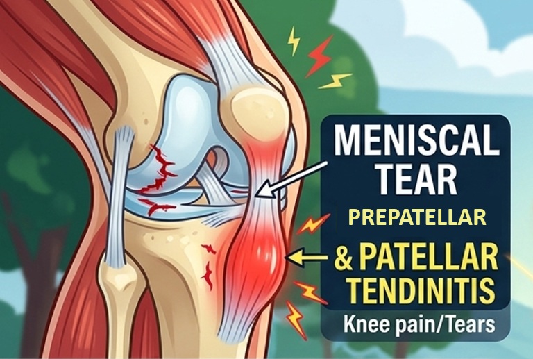 Physiotherapist treating patellar tendinitis knee injury with rehabilitation exercises at TAM Physio & Rehab Sharjah