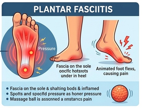 Physiotherapist treating "plantar fascitis" with rehabilitation exercises