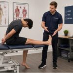 Best Sciatica Treatment in Sharjah | TAM Physio & Rehab Clinic 9 Patient undergoing the Slump Test for sciatic nerve assessment