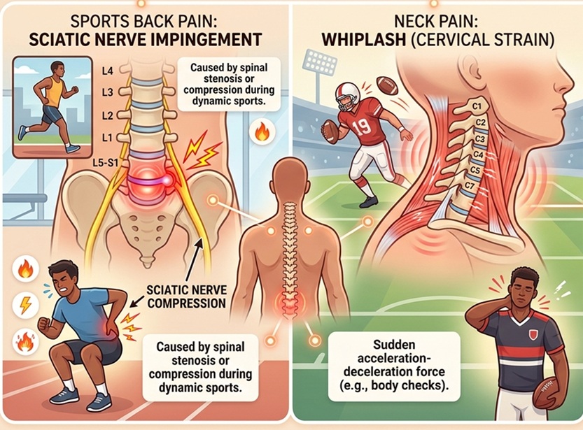 Physiotherapist treating sports-related back pain and spinal dysfunction