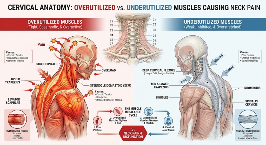 over utilised under utilized muscles