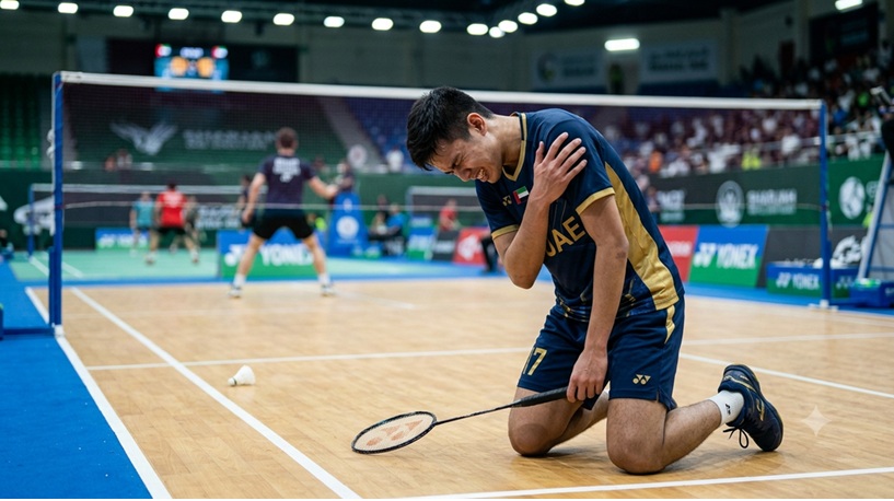 Badminton player get shoulder pain after a smash