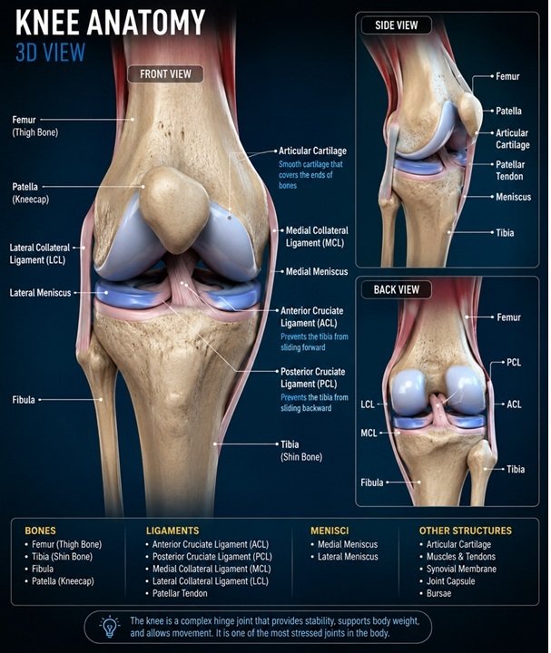 Anatomy of Knee Joint 3D View-Tam Physio Clinic