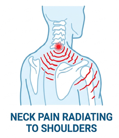 Neck pain radiating to the shoulders