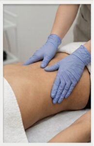patient getting treatment to flanks & abdomen